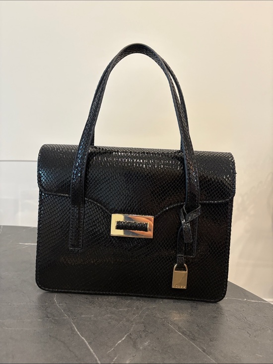 J. Crew Handbags - J. Crew Black Textured Top-Handle Satchel with Gold Hardware